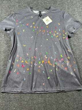 Noracora Butterfly Print Casual Short Sleeve Crew Neck T-Shirt